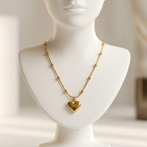 Colar Coração em Aço Inoxidável - Dourado
