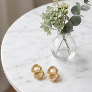 Brinco Orgânico Folheado a Ouro 18K