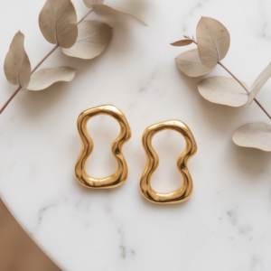 Brinco Orgânico Folheado a Ouro 18K