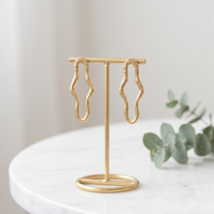 Brinco Orgânico Folheado a Ouro 18K