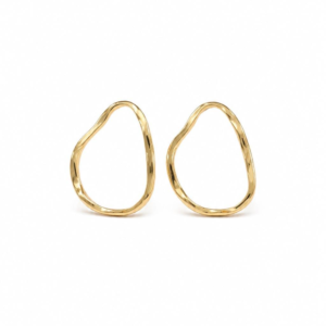 Brinco Orgânico Vazado Folheado a Ouro 18K